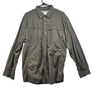 The North Face Mens AH5N Olive Green Ripstop Ventilated Hiking Shirt Large
